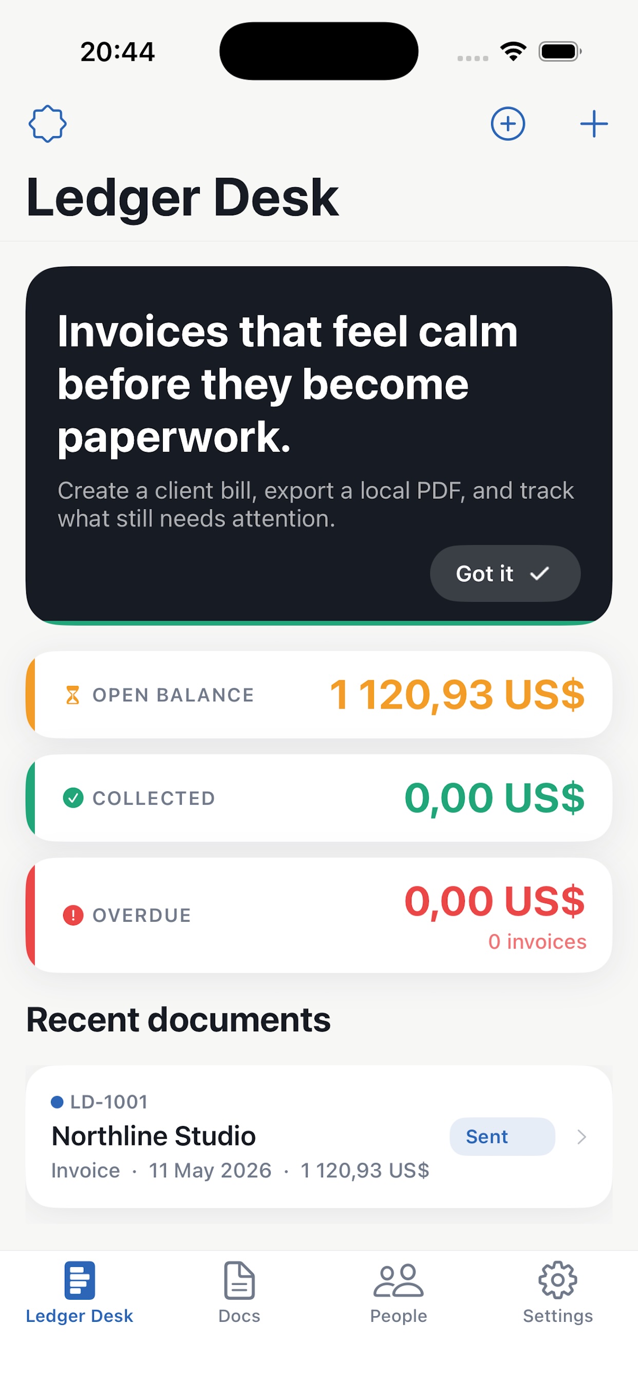 Invo dashboard screen